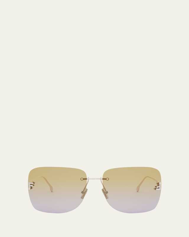 Embellished Logo Metal Butterfly Sunglasses